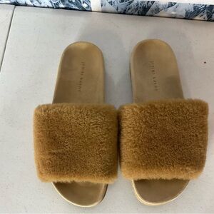 Jenni Kayne Tan Shearling Slides sz 40 #1229